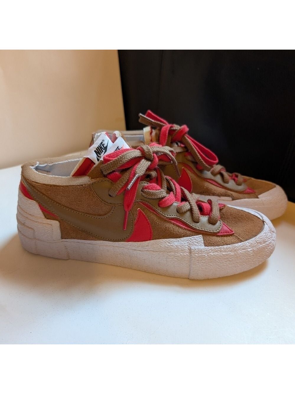 Nike Blazer Low x Sacai 'British Tan size 10 new with defect